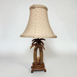 Rare Vintage Cheyenne Monkey Double Palm Tree Table Lamp